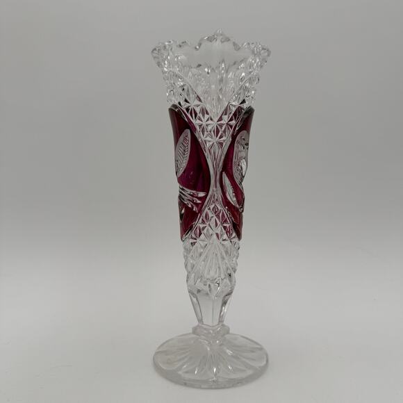 Vintage Byrdes Collection Bud Vase 8" by Hofbauer 24% Lead Crystal - Picture 4 of 9